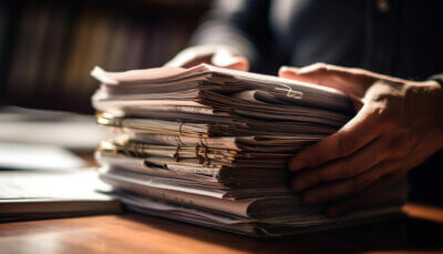 Pilha de documentos dos produtores rurais 